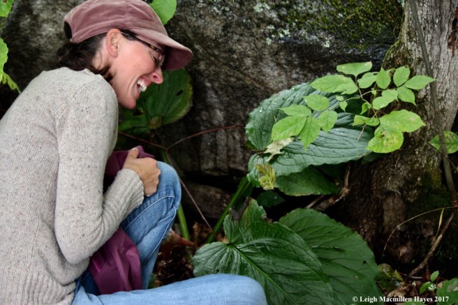 s31-Alanna laughing by skunk cabbage